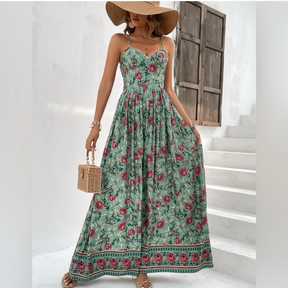 Boho Floral Print Cami Dress